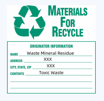 Ejemplo de etiqueta de residuos de materiales reciclables. PNG